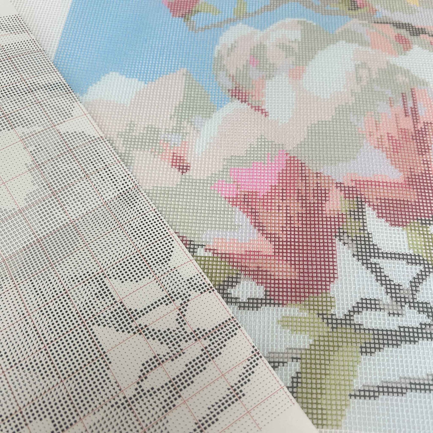 Magnolia Blooms Tapestry Kit pre-printed canvas and black and white guide