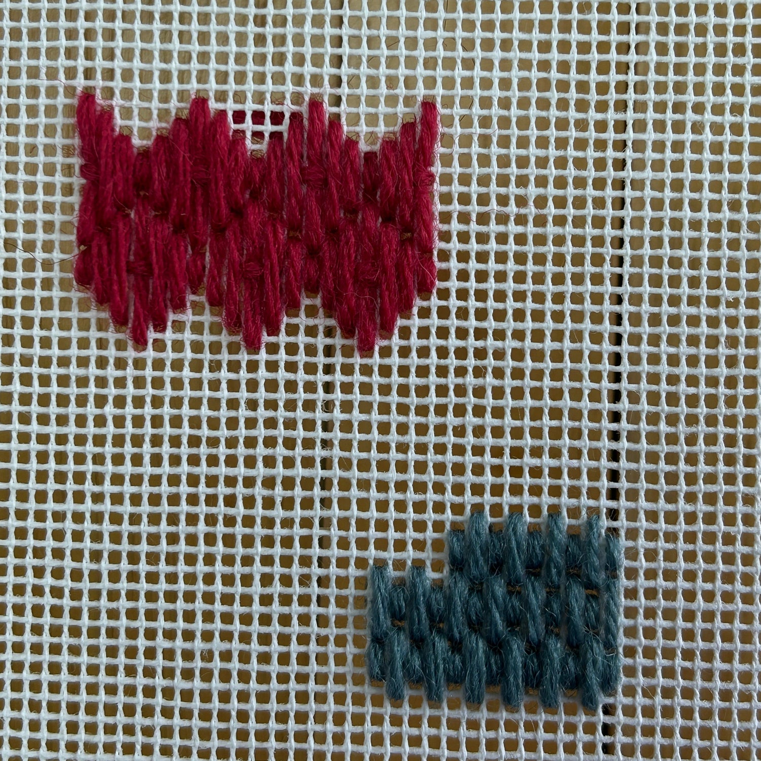 You can sample different types of needlepoint stitches on the edge of your canvas