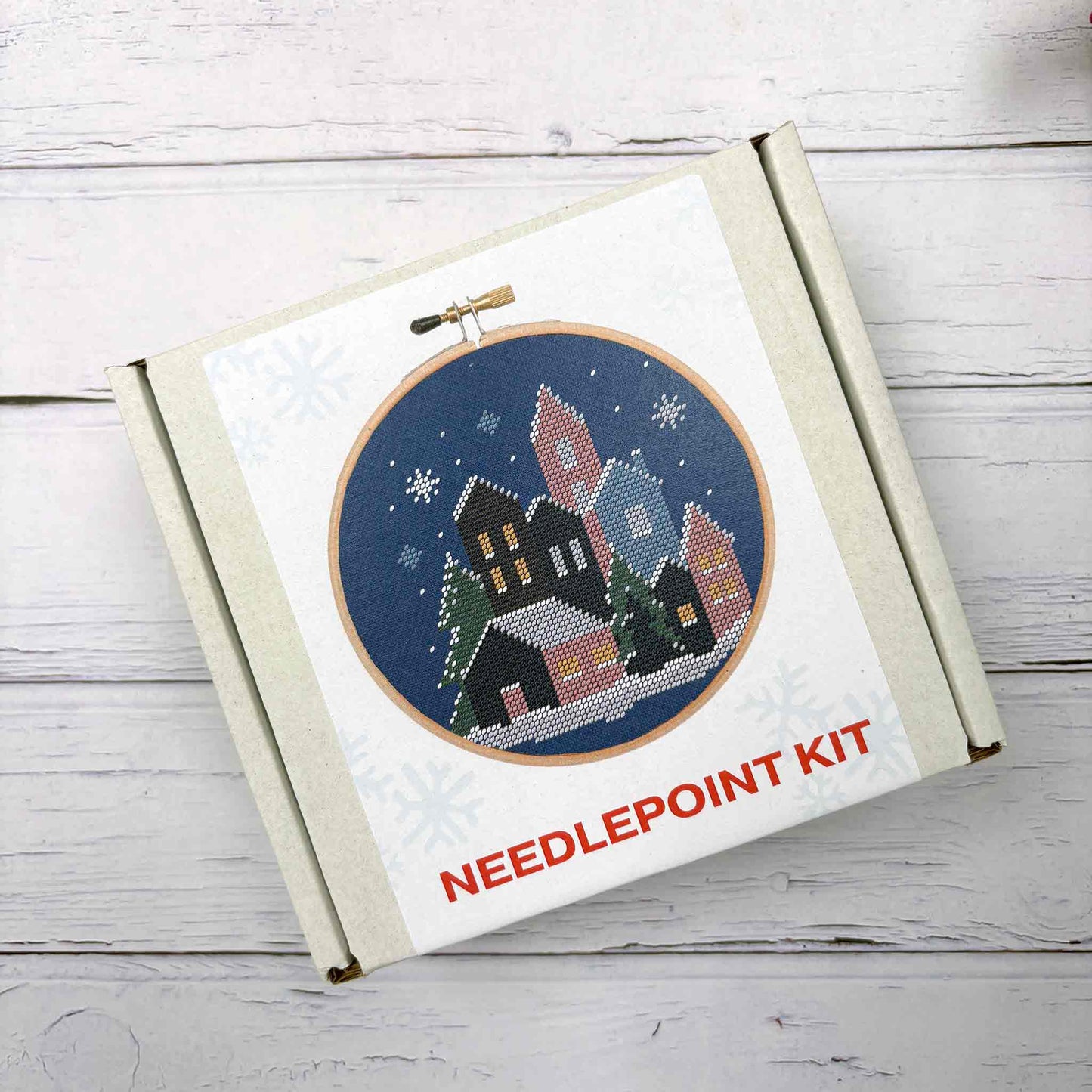 Christmas Village Needlepoint Kit Box