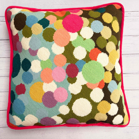 Dazzle Tapestry Needlepoint Kit completed as a 40cm x 40cm cushion
