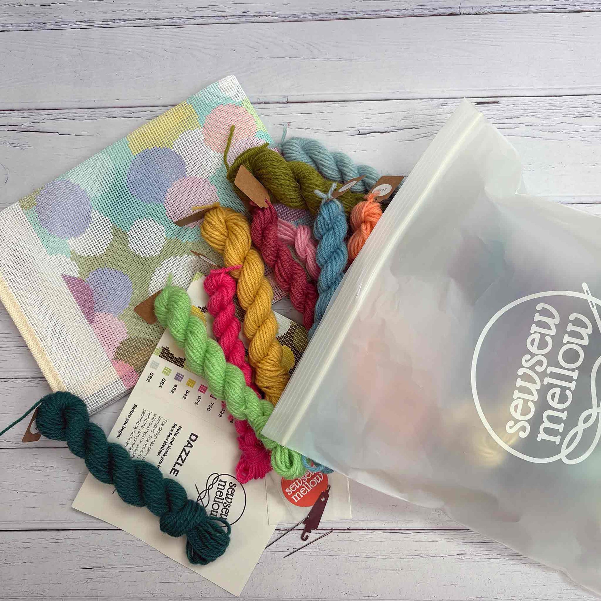Dazzle Tapestry Needlepoint Kit Contents