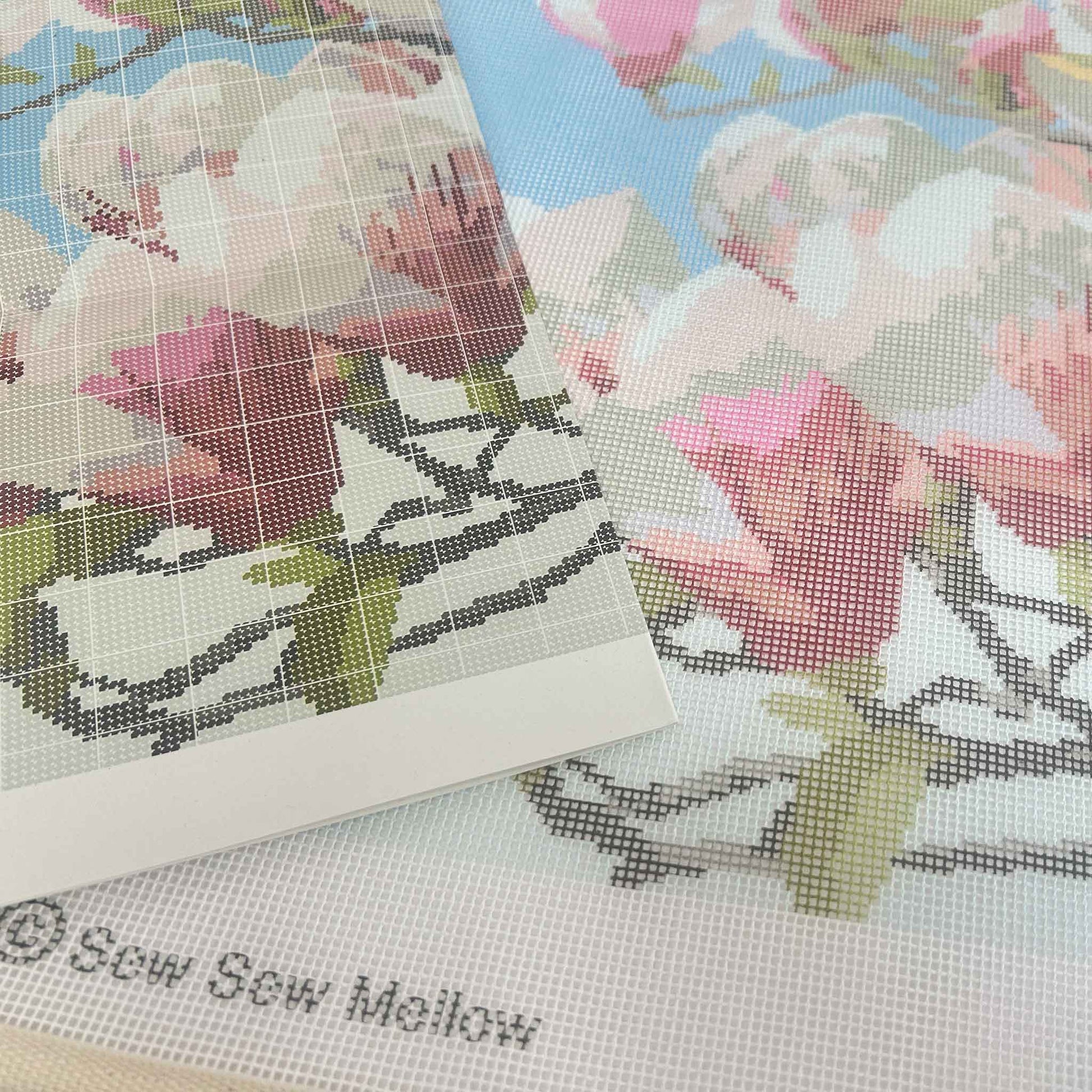 Magnolia Blooms Tapestry kit pre-printed canvas and colour guide