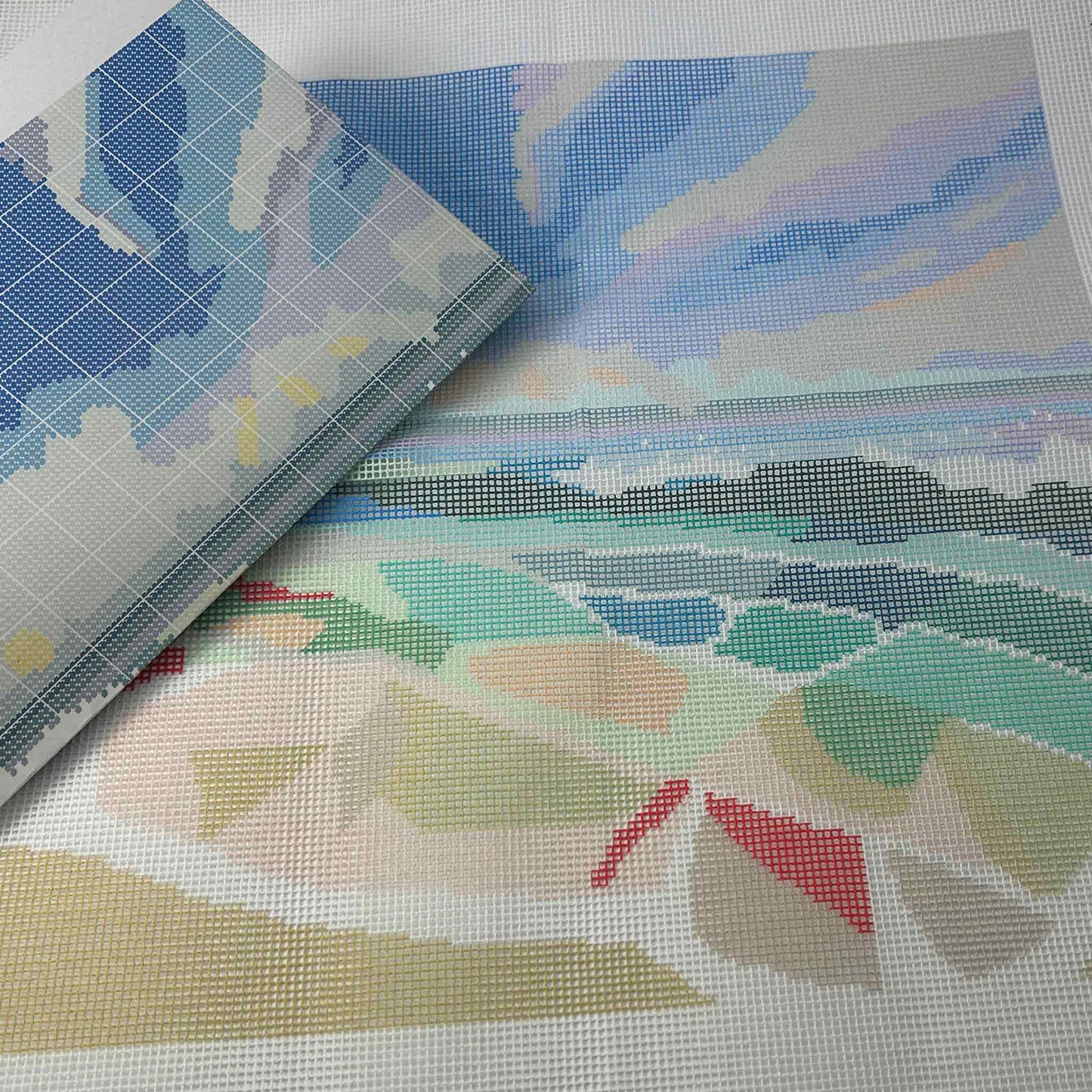 Quiet Shores Tapestry Kit canvas and colour stitch guide by Sew Sew Mellow