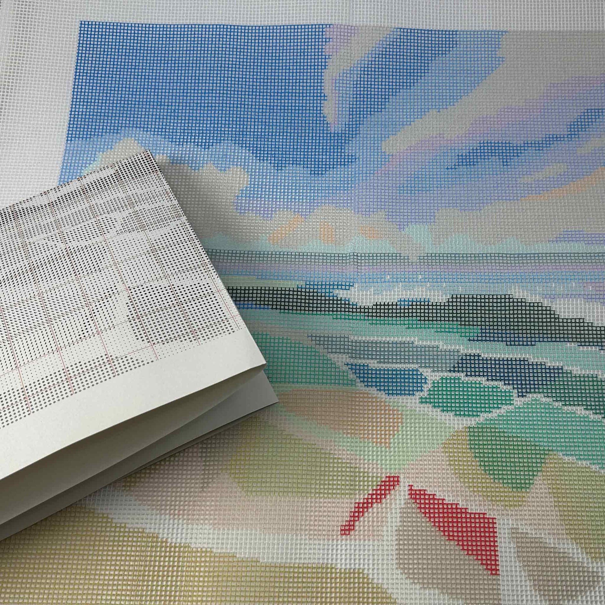 Quiet Shores Tapestry Kit Canvas and Symbols Stitch Guide by Sew Sew Mellow