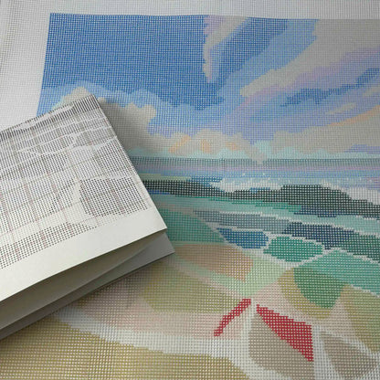 Quiet Shores Tapestry Kit pre printed canvas and black and white plan