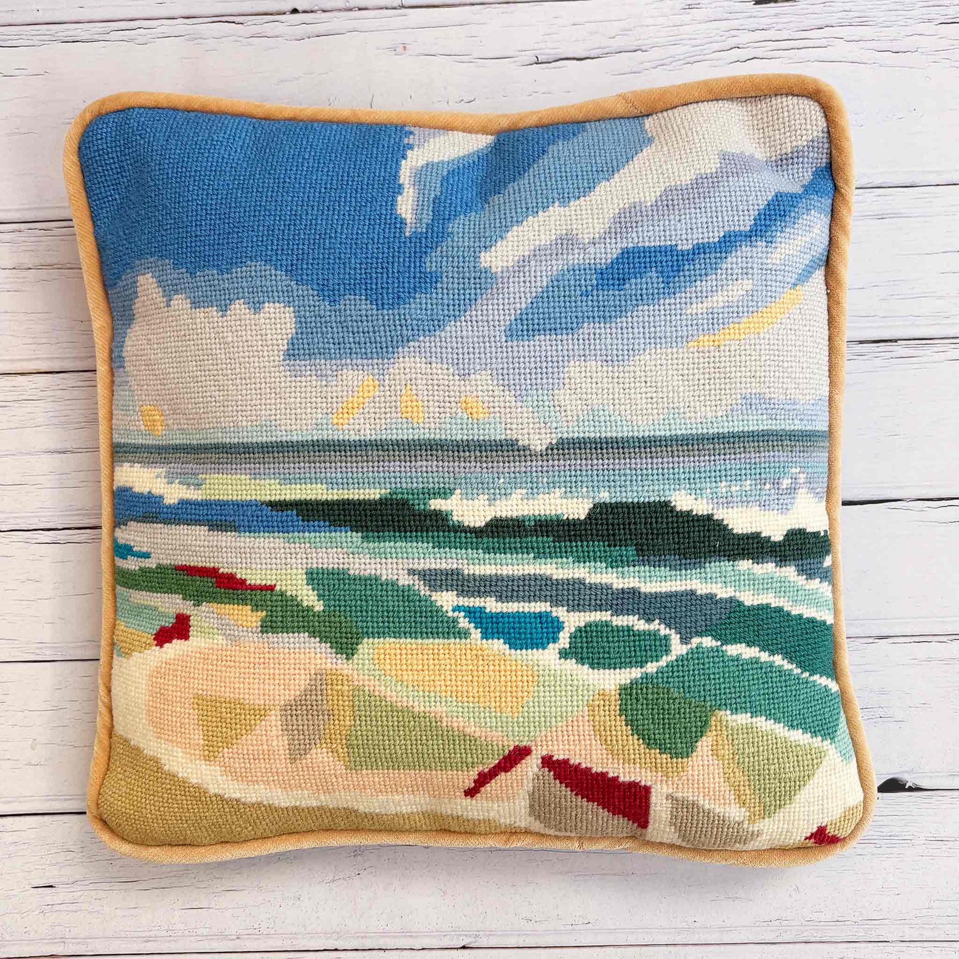 Quiet Shores Tapestry Needlepoint Kit finished as a 30cm x 30cm cushion