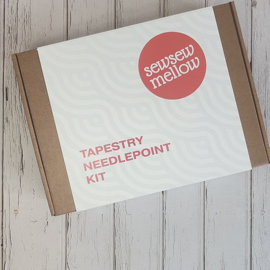 Unboxing a Quiet Shores Needlepoint Tapestry Kit made by Sew Sew Mellow