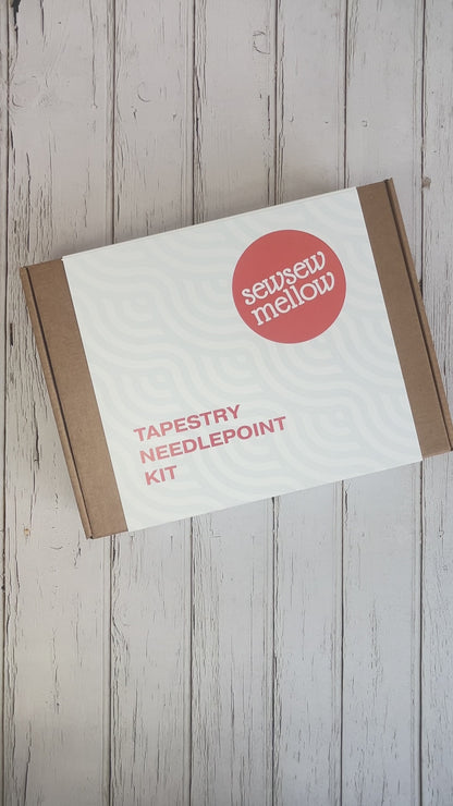 Unboxing a Quiet Shores Needlepoint Tapestry Kit made by Sew Sew Mellow