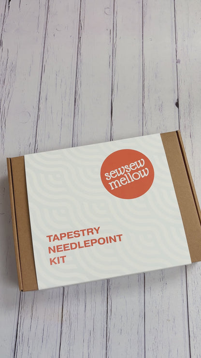 Video showing unboxing of Dazzle Tapestry Needlepoint Kit 